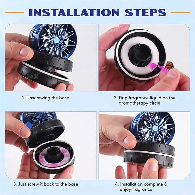 🌬️ Car Aromatherapy Solar Powered Wheel – Spinning Style Meets Lasting Fragrance