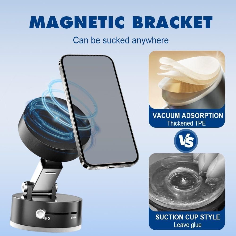 📱 Vacuum Magnetic Suction Phone Holder — Zero Wobble. Maximum Grip.