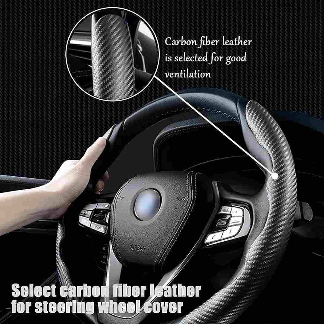 🏎️ New Carbon Fiber ABS Texture Steering Wheel Grip Cover